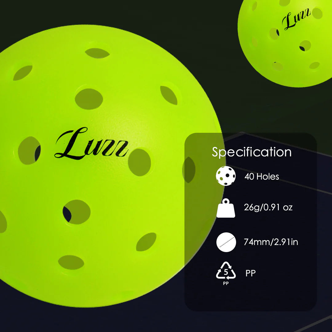 (3 Balls)Luzz Pickleball– 40-Hole Rotomolded Design, Wear-Resistant, Anti-Aging, Superior Rebound